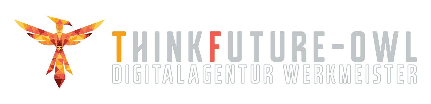 Logo der Digitalagentur ThinkFuture-OWL. Die Digitalagentur widmet sich der Erstellung von Website, Webdesign, Webanwendungen, Digitalisierung, Marketing, IT-Support.